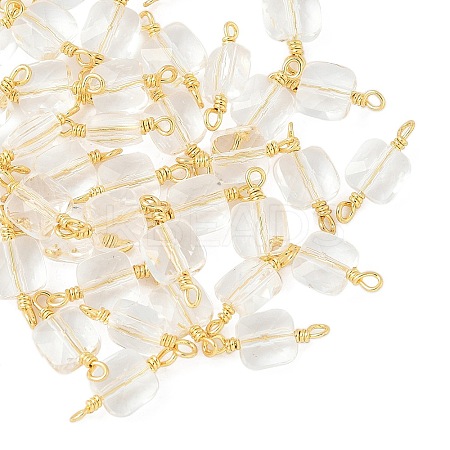 Glass Faceted Square Connector Charms KK-C097-09G-01-1