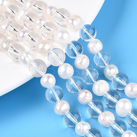 Transparent Glass Beads Strands PEAR-N019-06-1