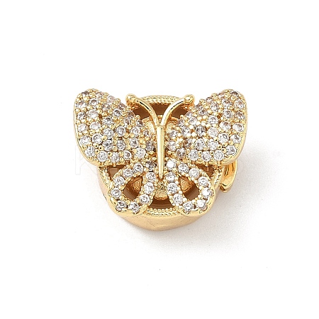 Brass Micro Pave Clear Cubic Zirconia Magnetic Clasps KK-Z139-01G-01-1