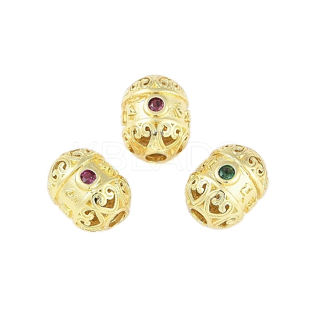 Brass Micro Pave Cubic Zirconia Beads KK-A226-09G-1