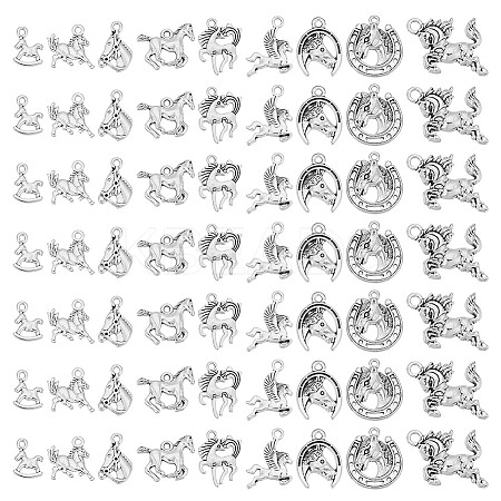 90Pcs 9 Styles Tibetan Style Alloy Pendants TIBEP-AR0001-22-1