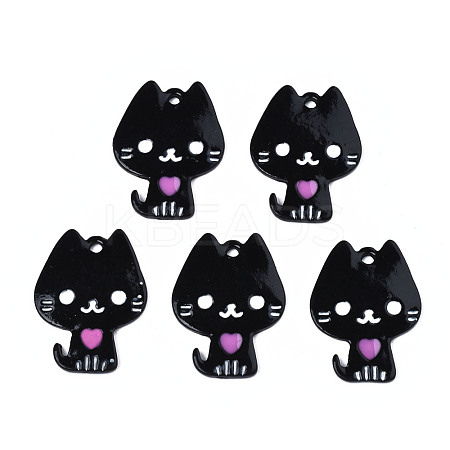 Rack Plating Alloy Enamel Spray Painted Pendants ENAM-T011-155B-1