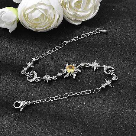 Brass Micro Pave Cubic Zirconia Link Bracelets BJEW-H639-06P-1