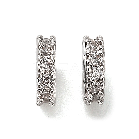 Brass Micro Pave Clear Cubic Zirconia Beads KK-B110-07P-1