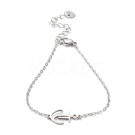 Tarnish Resistant 201 Stainless Steel Link Bracelets with Cable Chains BJEW-P297-01P-B-1