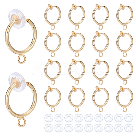 28Pcs Brass Clip-on Hoop Earring Findings KK-ME0001-30G-1