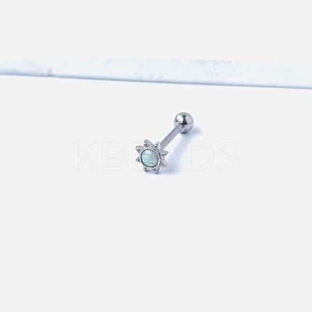 Sun 316L Surgical Stainless Steel with Synthetic Opal Tongue Rings FS-WGFD6E3-01-1