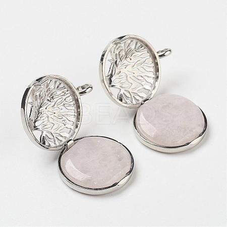 Natural Rose Quartz Pendants G-G910-C03-1