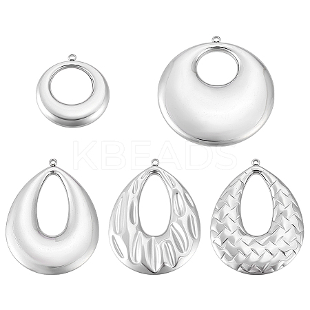 5Pcs 5 Styles 304 Stainless Steel Pendants STAS-PH0006-79-1