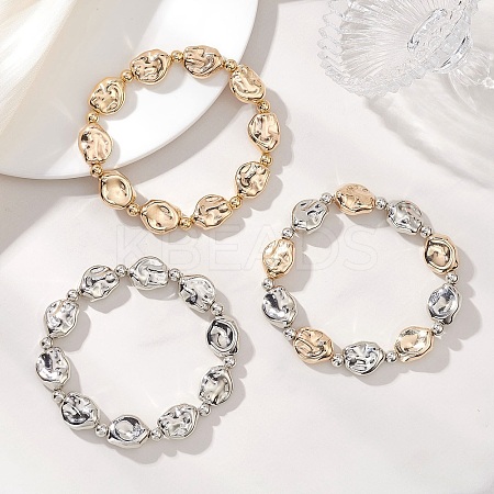 3Pcs CCB Plastic Nuggets Beaded Stretch Bracelets for Women Men BJEW-JB13303-1