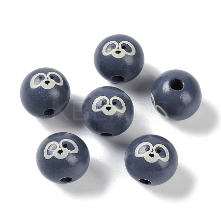 Animal Themes Printed Wood European Beads WOOD-M013-01G-1