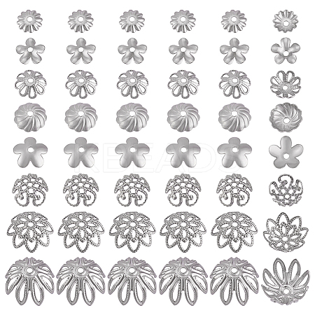 240Pcs 8 Style Stainless Steel Flower Bead Caps STAS-PH0004-27-1