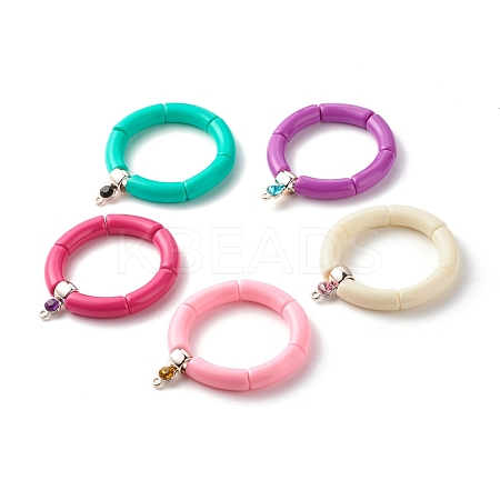 Chunky Acrylic Tube Beads Stretch Bracelet BJEW-JB07316-1