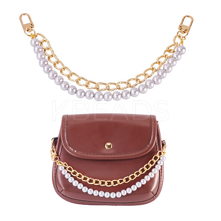 ABS Plastic Imitation Pearl and Aluminium Curb Chains Bag Extender Chains HJEW-TAC0074-1