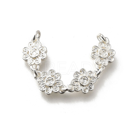 Brass 4 Flowers Links Connector Charms KK-K378-59S-1