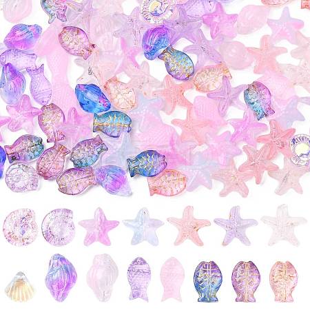 Electroplate and Golden Metal Enlaced Glass Beads EGLA-FS0001-58-1
