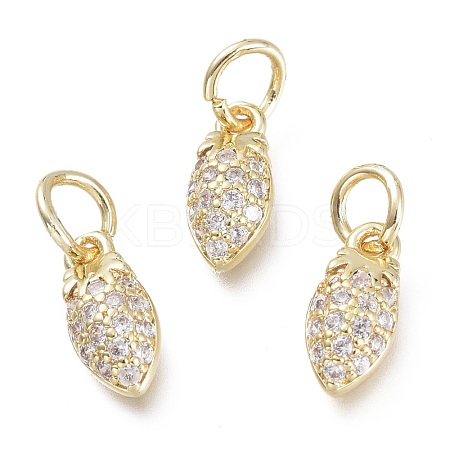 Brass Micro Pave Clear Cubic Zirconia Pendants KK-P188-R01-G-1