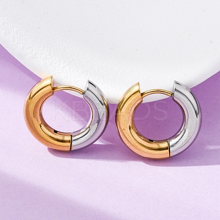 Two Tone 304 Stainless Steel Hinged Hoop Earrings for Women LS-EJEW-A073-01A-1
