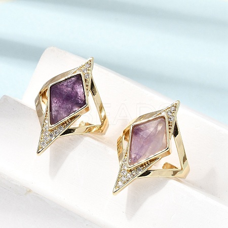 Brass Micro Pave Cubic Zirconia Cuff Rings for Women GG-CBA7610-11G-04-1