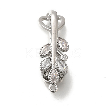 Brass Micro Pave Clear Cubic Zirconia Fold Over Clasps KK-H480-22P-1