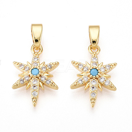 Brass Micro Pave Cubic Zirconia Pendants X-KK-T070-59B-G-1