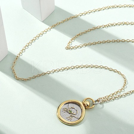 Brass Twelve Constellations Tarot Pendant Necklaces NJEW-Q006-01F-G-1