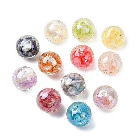Transparent Resin & Natural Shell Beads RESI-B039-07-1
