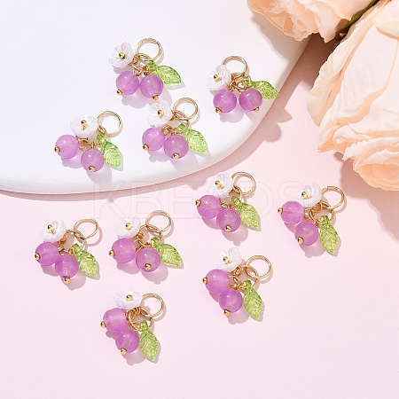 10Pcs Glass Pendants PALLOY-YW00093-05-1