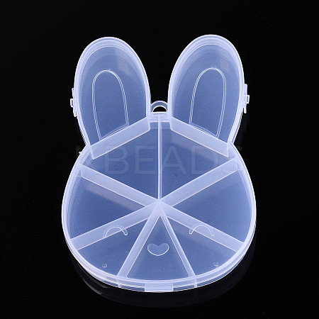 Easter Rabbit 9 Grids Plastic Bead Storage Containers with Hinged Lid CON-T001-07-1
