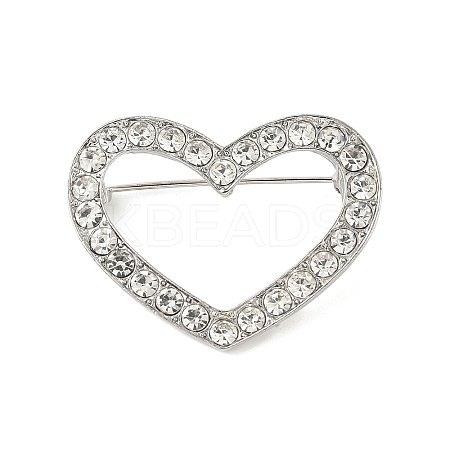 Heart Zinc Alloy Rhinestone Brooches for Backpack Clothes JEWB-R069-01P-1