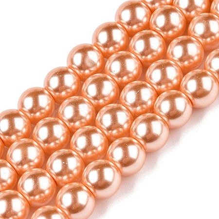 Baking Paint Pearlized Glass Pearl Round Bead Strands HY-Q330-8mm-33-1