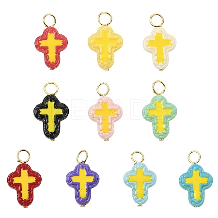 20Pcs 10 Colors Handmade Lampwork Pendants PALLOY-CJ00166-1