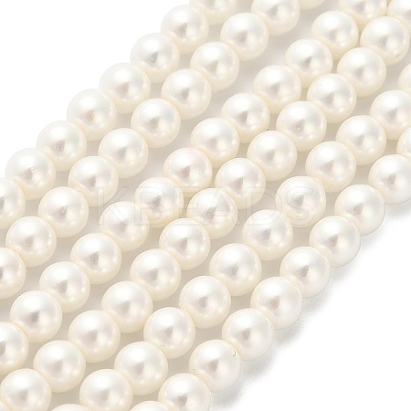 AB Color Plated Shell Pearl Round Beads Strands LS-BSHE-XCP0001-31-1