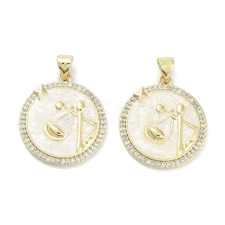 Brass Micro Pave Clear Cubic Zirconia Pendants KK-L213-010G-12-1