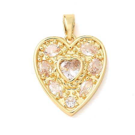 Valentine's Day Brass Pave Clear Cubic Zirconia Pendants CU-H001-01G-1
