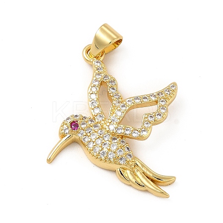 Rack Plating Brass Micro Pave Cubic Zirconia Pendants KK-E072-18G-1
