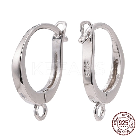 Rhodium Plated 925 Sterling Silver Leverback Earring Findings X-STER-I017-087P-1