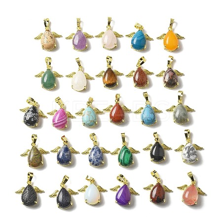 Natural & Synthetic Mixed Gemstone Pendants KK-F888-01G-1