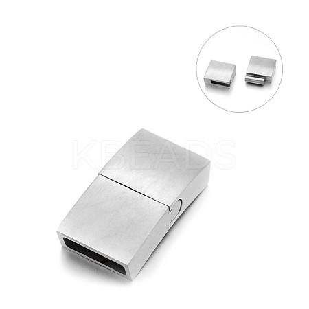 Matte 304 Stainless Steel Rectangle Magnetic Clasps with Glue-in Ends STAS-E089-60A-1