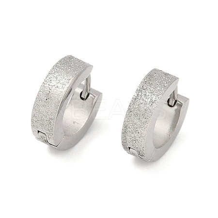 Non-Tarnish Sand Flash 304 Stainless Steel Hoop Earrings for Women EJEW-M001-03P-1