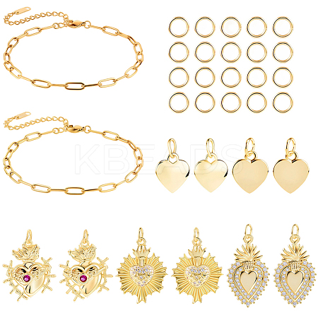 DIY Heart Themed Charm Bracelet Making Kits DIY-BBC0002-78-1