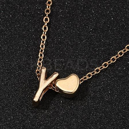 Alloy Letter Heart Pendant Necklaces for Women NJEW-FS0001-09Y-1