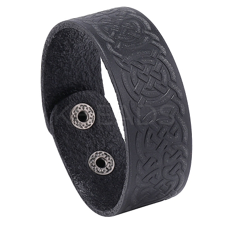 Witch Knot Pattern Cowhide Crod Bracelets PW-WG33678-01-1