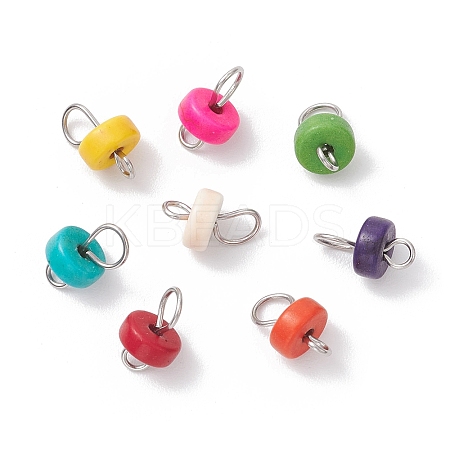 Disc Dyed Synthetic Turquoise Heishi Connector Charms PALLOY-JF04247-01-1