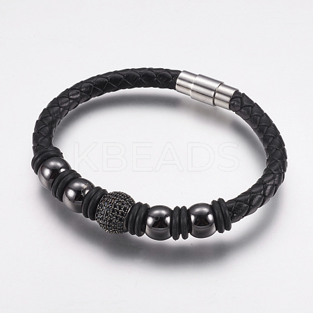 Cowhide Leather Cord Bracelets BJEW-G590-01B-A-1