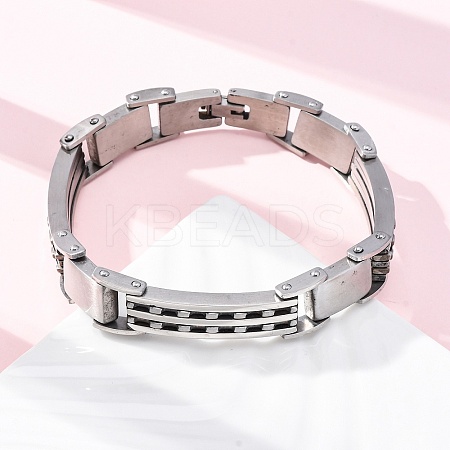 304 Stainless Steel Panther Chain Bracelets for Women Men BJEW-R018-03P-1