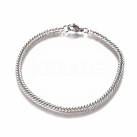 Tarnish Resistant Men's Cuban Link Chain Bracelets X-BJEW-E369-15B-1
