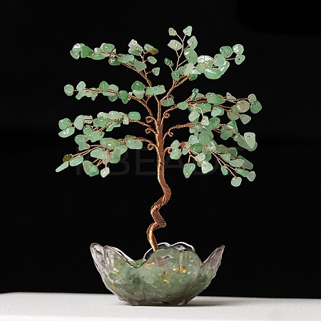 Natural Green Aventurine Chips Tree of Life Decorations PW-WGCA097-03-1