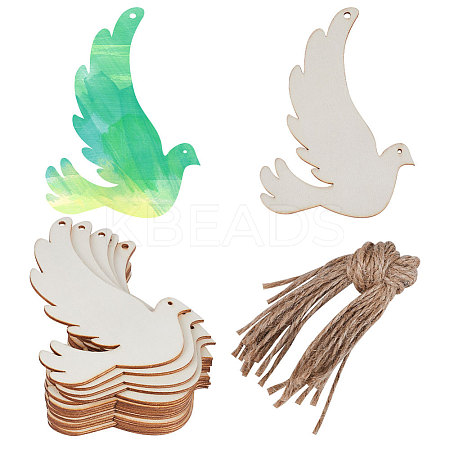 Animal Theme Unfinished Blank Wooden Pendants Set for Painting Arts WOOD-WH0124-26D-1