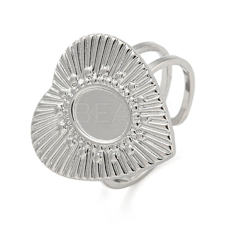 Non-Tarnish 304 Stainless Steel Open Cuff Pad Ring Cabochon Settings RJEW-K245-90P-1